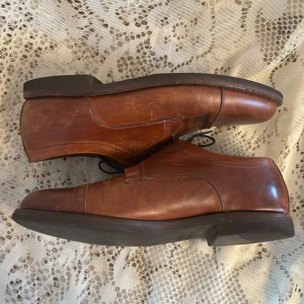 Johnston & Murphy Men's US 8.5 D Brown Leather Cap Toe Oxford Dress Shoes